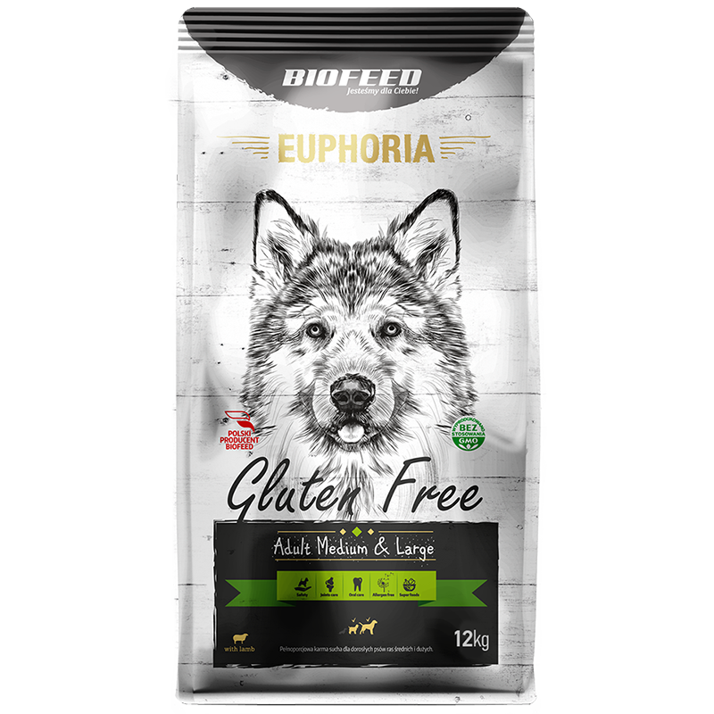 Biofeed Euphoria Gluten Free Medium & Large Dla Psów Średnich I Dużych Ras Z Jagnięciną 12Kg