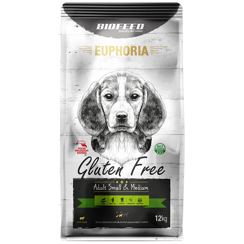 Biofeed Euphoria Gluten Free Small & Medium Dla Psów Małych I Średnich Ras Z Jagnięciną 12Kg