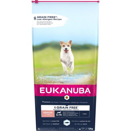 Eukanuba Grain Free Senior Małe/Średnie Rasy, Ryby Oceaniczne - Sucha Karma Dla Psa - 12 Kg