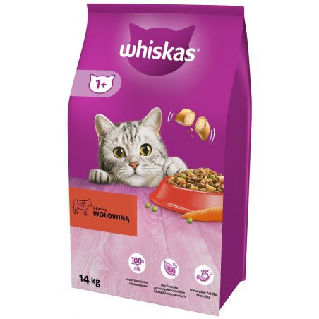 Whiskas Z Pyszną Wołowiną - Sucha Karma Dla Kota Powyżej 1 Roku Życia - 14 Kg