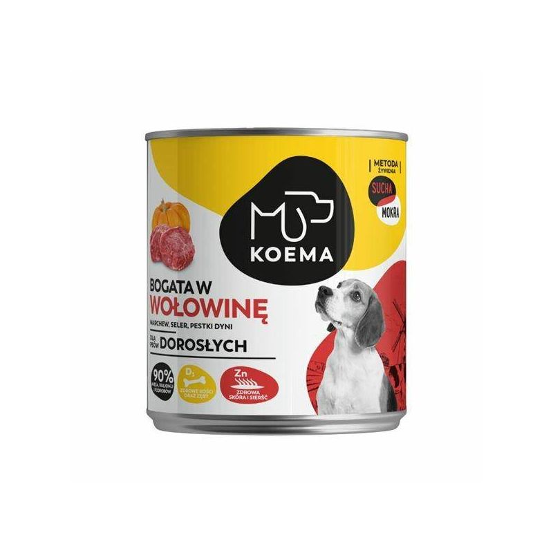 Koema Mokra Karma Dla Psa Z Wołowiną, Puszka 800G