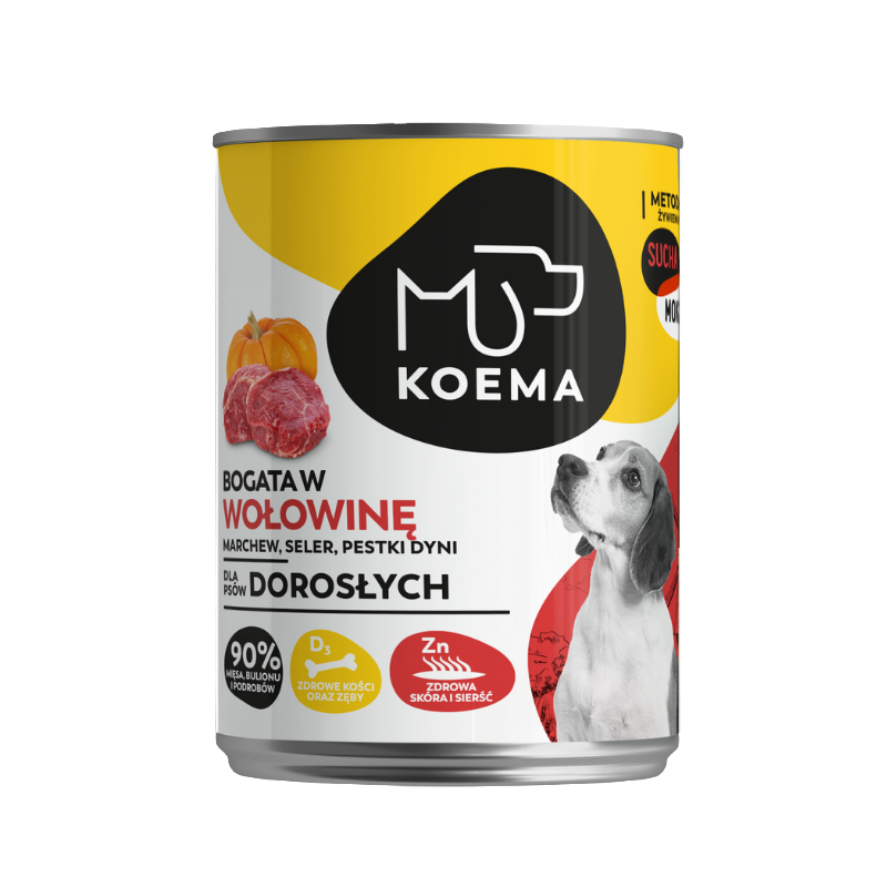 Koema Mokra Karma Dla Psa Z Wołowiną, Puszka 400G