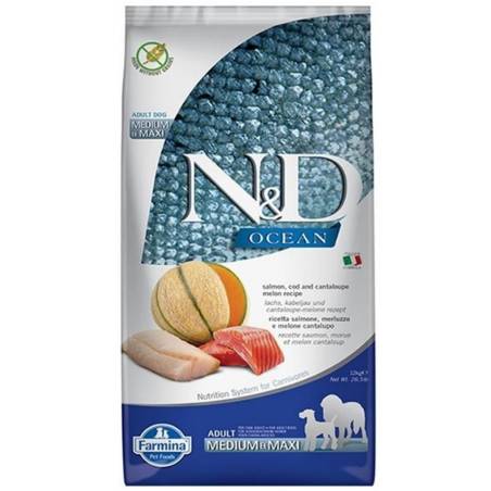 Farmina N&D Ocean Dog Salmon, Cod, Cantaloupe, Melon Adult Medium&Maxi- Sucha Karma Dla Psa - 12 Kg