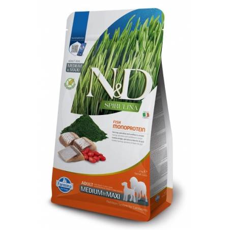 Farmina N&D Spirulina Herring Adult Medium&Maxi - Sucha Karma Dla Psa - 7 Kg