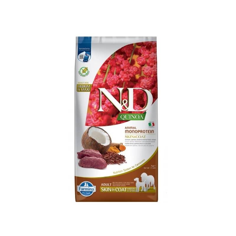 Farmina N&D Quinoa Dog Skin&Coat Venison&Coconut Adult Medium&Maxi - Sucha Karma Dla Psa - 7 Kg