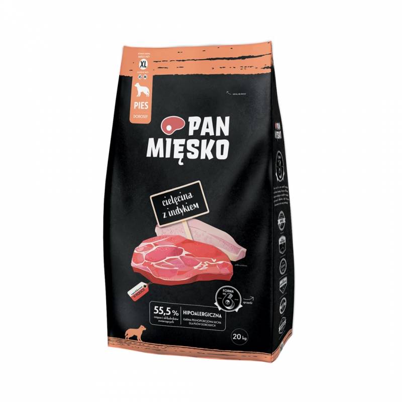 Pan Mięsko Cielęcina Z Indykiem Dla Psa Xl 20Kg