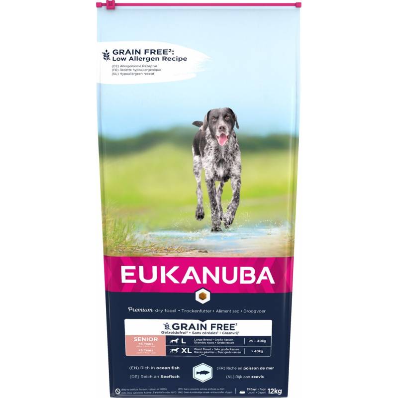 Eukanuba Grain Free Senior Duże I Olbrzymie Rasy, Ryby Oceaniczne - Sucha Karma Dla Psa - 12 Kg