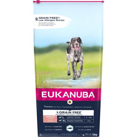 Eukanuba Grain Free Senior Duże I Olbrzymie Rasy, Ryby Oceaniczne - Sucha Karma Dla Psa - 12 Kg