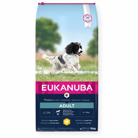 Eukanuba Active Adult Medium Breed Z Kurczakiem - Sucha Karma Dla Psów Średnich Ras - 15Kg