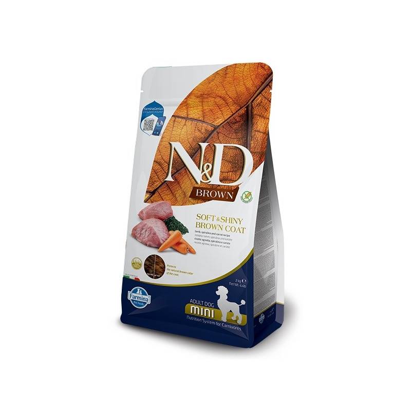 Farmina N&D Brown Dog Lamb, Spirulina&Carrot Adult Mini - Sucha Karma Dla Psa - 2 Kg