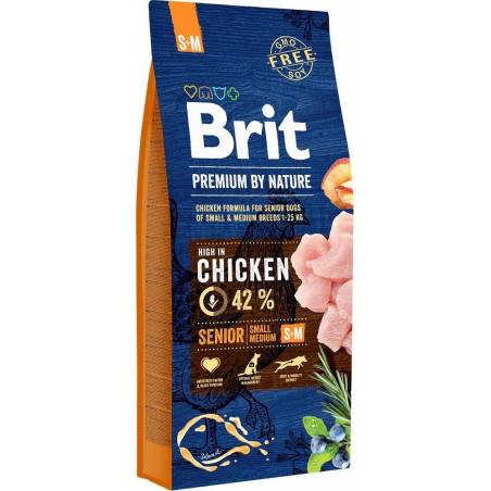 Brit Premium By Nature Senior S+M - Sucha Karma Dla Psów Starszych Ras Średnich - 15 Kg