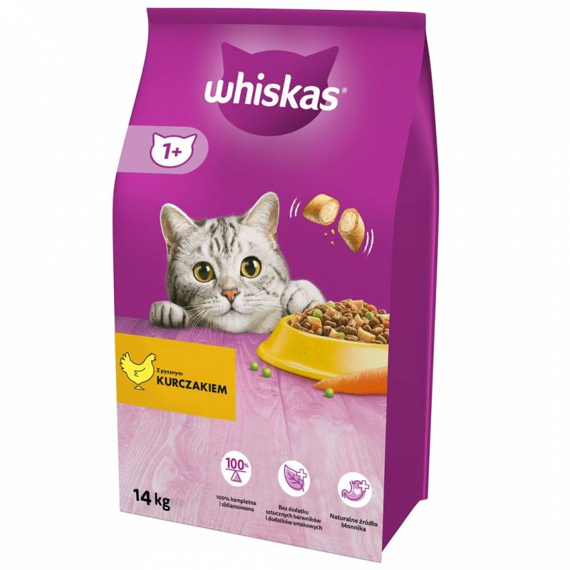 Whiskas Adult Z Kurczakiem - Sucha, Pełnoporcjowa Karma Dla Kota Dorosłego - 14 Kg