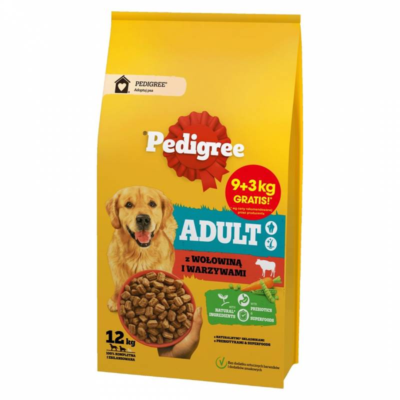 Pedigree - Wołowina Z Warzywami 9+3Kg Sucha Karma