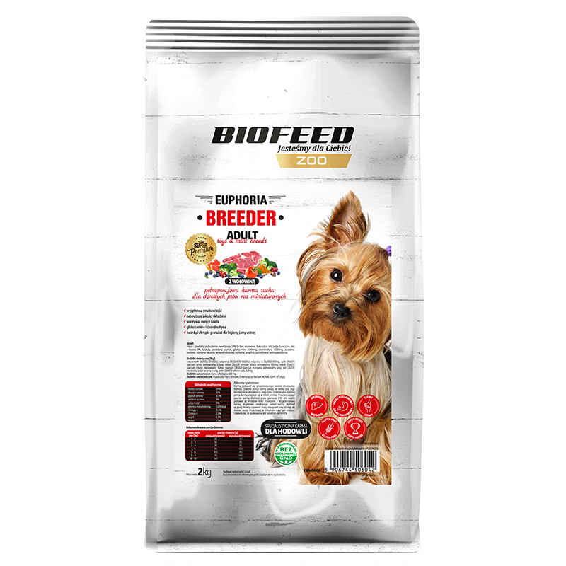 Biofeed Euphoria Breeder Adult Mini Dla Dorosłych Psów Ras Miniaturowych Z Wołowiną 2Kg