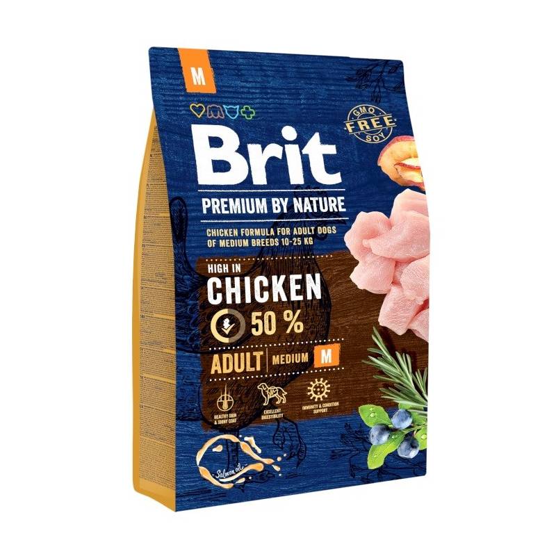 Brit Premium By Nature Adult M - Sucha Karma Z Kurczakiem Dla Psów Dorosłych Ras Średnich - 3 Kg