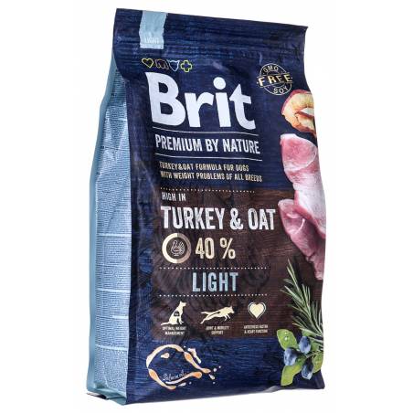 Brit Premium By Nature Light - Sucha Karma Z Indykiem I Owsem Dla Psów Dorosłych Z Nadwagą - 3 Kg