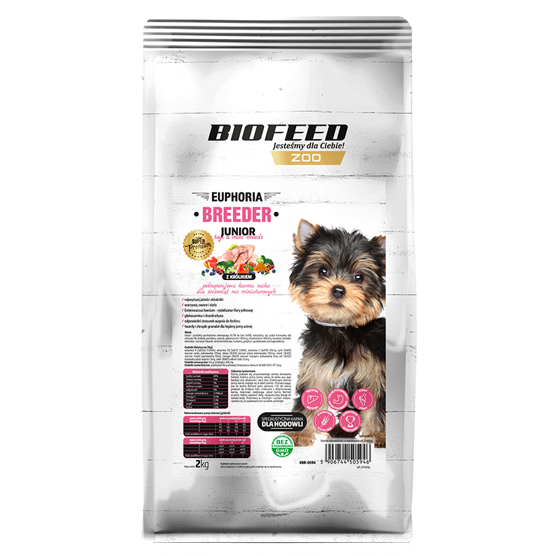 Biofeed Euphoria Breeder Junior Mini Dla Szczeniąt Ras Miniaturowych Z Królikiem 2Kg