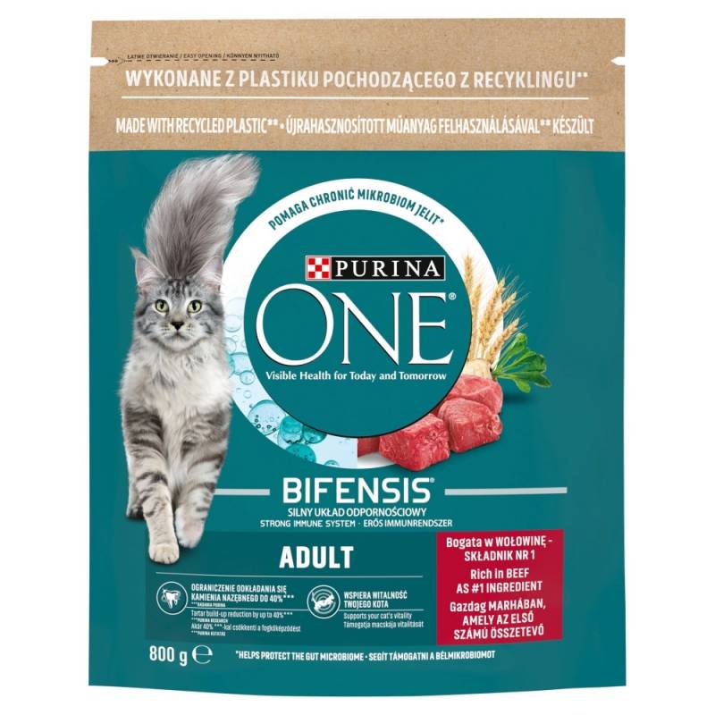 Purina One Bifensis Adult Bogata W Wołowinę I Pełne Ziarna - Sucha Karma Dla Kota - 800 G