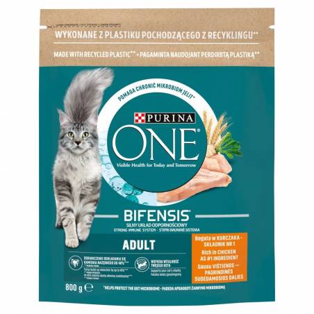 Purina One Bifensis Adult Bogata W Kurczaka I Pełne Ziarna - Sucha Karma Dla Kota - 800 G