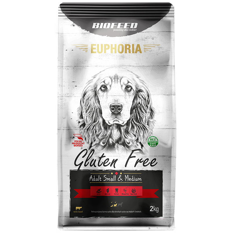 Biofeed Euphoria Gluten Free Small & Medium Dla Psów Małych I Średnich Ras Z Wołowiną 2Kg