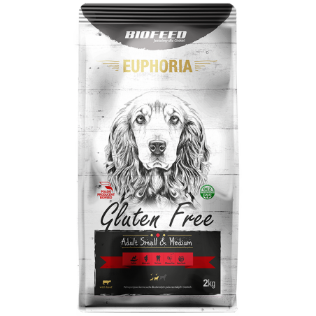 Biofeed Euphoria Gluten Free Small & Medium Dla Psów Małych I Średnich Ras Z Wołowiną 2Kg