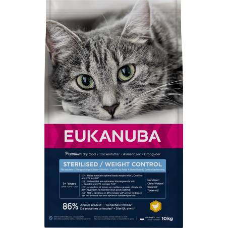 Eukanuba Adult Sterilised/Weight Control Rich In Chicken - Sucha Karma Dla Kota - 10 Kg