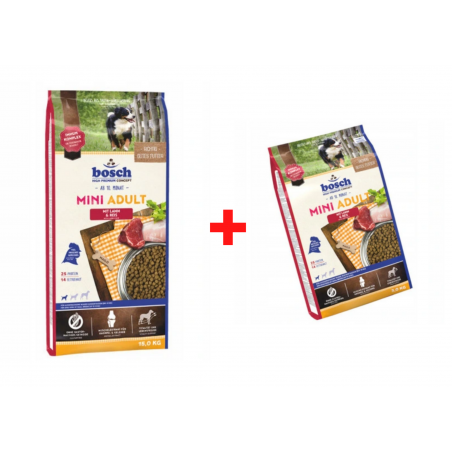 Bosch Zestaw Mini Adult Lamb & Rice 15 Kg + 3 Kg Gratis