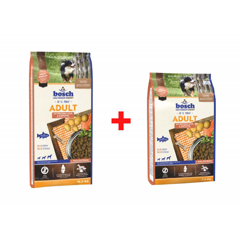 Bosch Zestaw Adult Salmon & Potato 15 Kg + 3 Kg Gratis