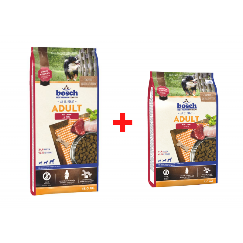 Bosch Zestaw Adult Lamb & Rice 15 Kg + 3 Kg Gratis