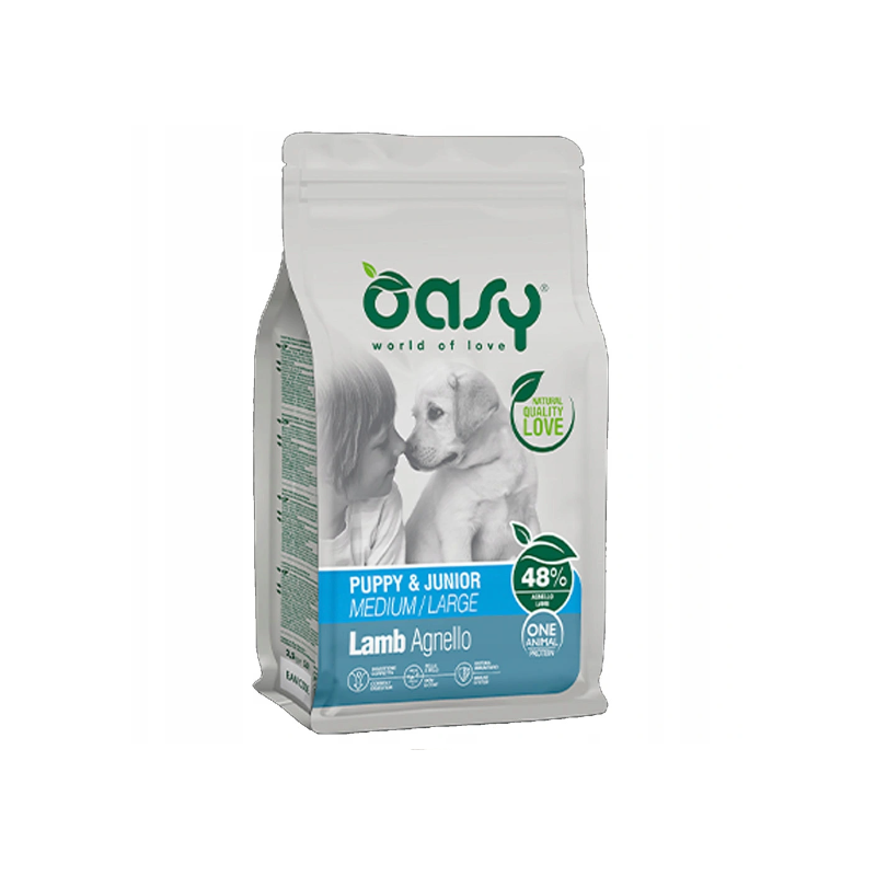 Oasy One Animal Protein Puppy & Junior - Medium/Large - Jagnięcina 2,5 Kg