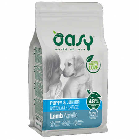 Oasy One Animal Protein Puppy & Junior - Medium/Large - Jagnięcina 2,5 Kg