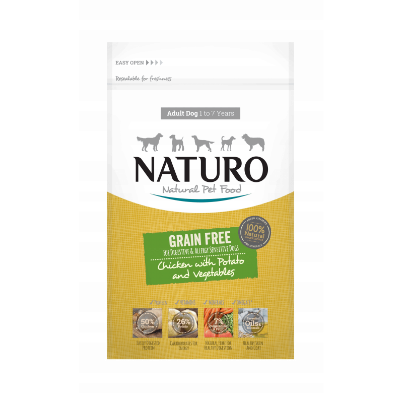 Naturo Grain Free Sucha Adult - Kurczak Z Ziemniakami I Warzywami 2 Kg