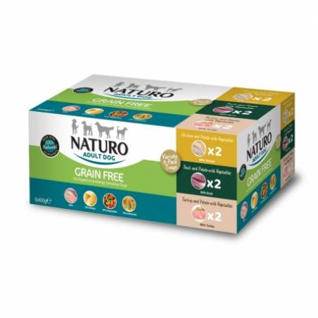 Naturo Grain Free Variety 6 Pack: 2 Kaczka, 2 Indyk, 2 Kurczak 6X400G