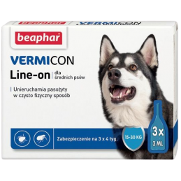 Beaphar Vermicon Line-On Dog M 3Ml - 3 Pipety Kropli Przeciwpchłowych Dla Psów