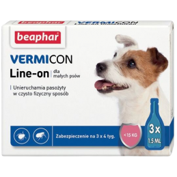 Beaphar Vermicon Line-On Dog S 1,5Ml - 3 Pipety Kropli Przeciwpchłowych Dla Psów