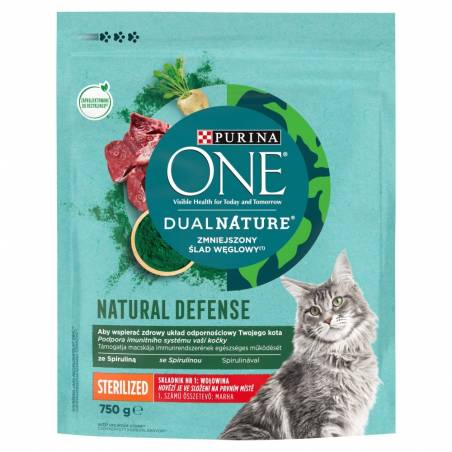 Purina Dualnature Natural Defense Sterilized Wołowina - Sucha Karma Dla Kota - 750 G