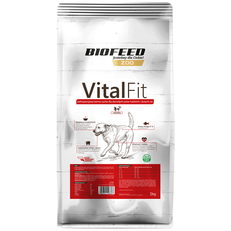 Biofeed Vitalfit Dla Dorosłych Psów Średnich I Dużych Ras Z Wołowiną 2Kg