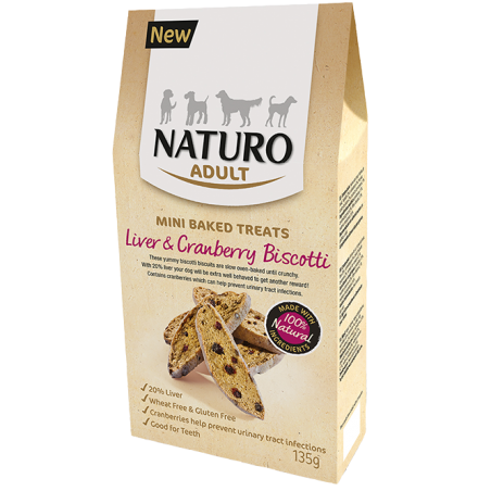 Naturo Mini Treats - Biscotti - Wątróbka I Żurawina 135 G