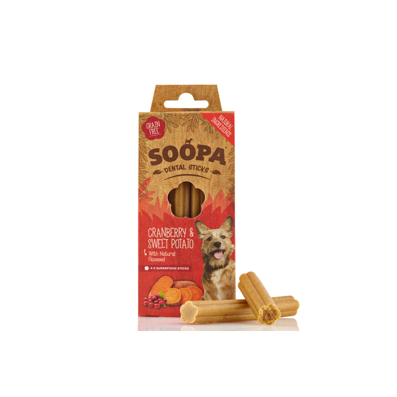 Soopa Dental Sticks Cranberry & Sweet Potato (Żurawina I Słodki Ziemniak) 100G