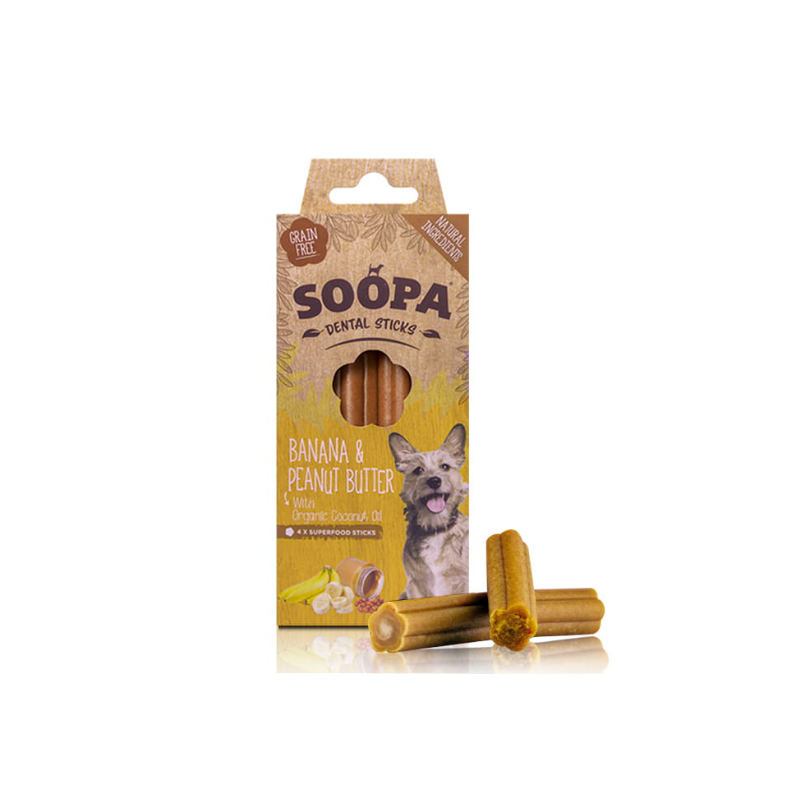 Soopa Dental Sticks Banana & Peanut Butter (Banan I Masło Orzechowe) 100G