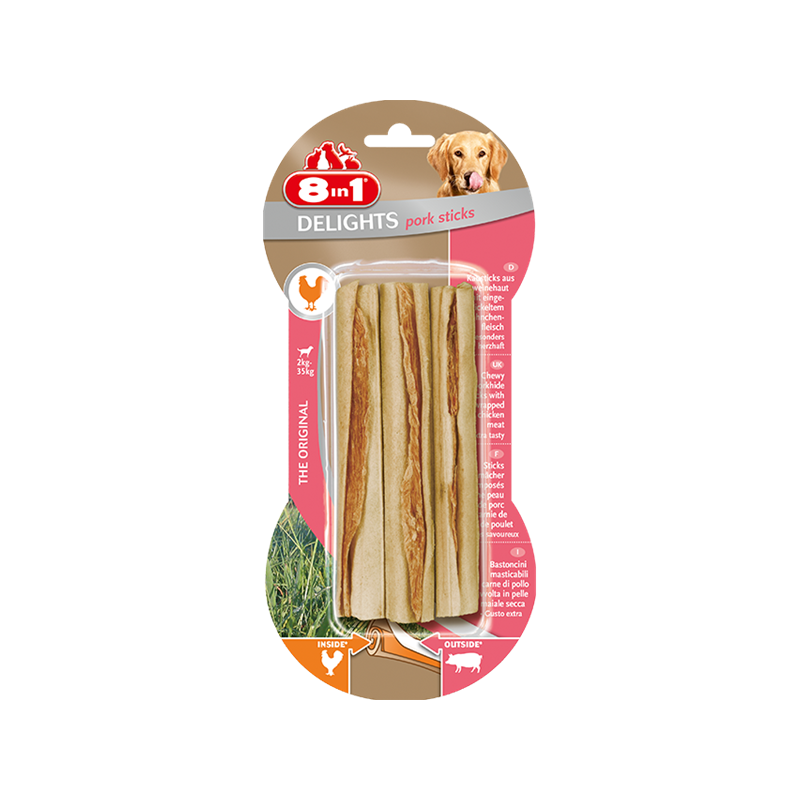 8In1 Przysmak Delights Pork Bone Sticks [T122135] 3 Szt.