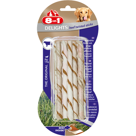 8In1 Przysmak Delights Beef Twisted Sticks [T122500] 10 Szt.