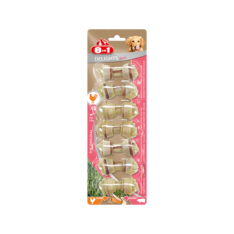 8In1 Przysmak Delights Pork Bones Xs [T122074] 7 Szt.