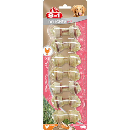 8In1 Przysmak Delights Pork Bones Xs [T122074] 7 Szt.