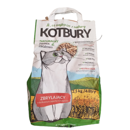 Kotbury Naturalnie Zbrylający Żwirek Zbożowy O Delikatnym Zapachu Eukaliptusa 2,5Kg