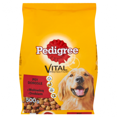 Pedigree Adult Wołowina, Drób 500G + Dentastix 77G I Saszetka 100 G  Gratis [181127]