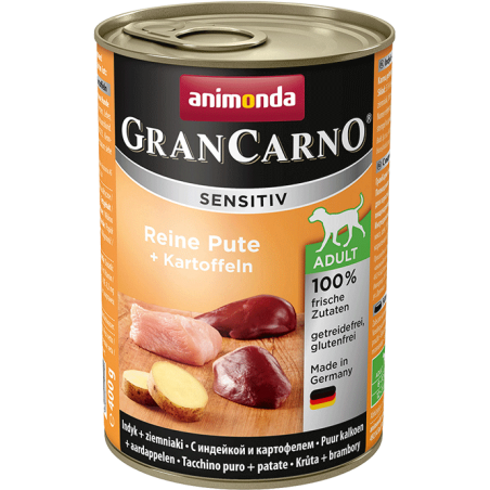 Animonda Grancarno Sensitive Adult Puszki Czysty Indyk Z Ziemniakami 400G