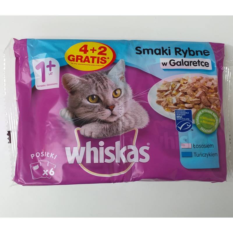 Whiskas Adult Smaki Rybne W Galaretce 4X100G + 2X100 Gratis