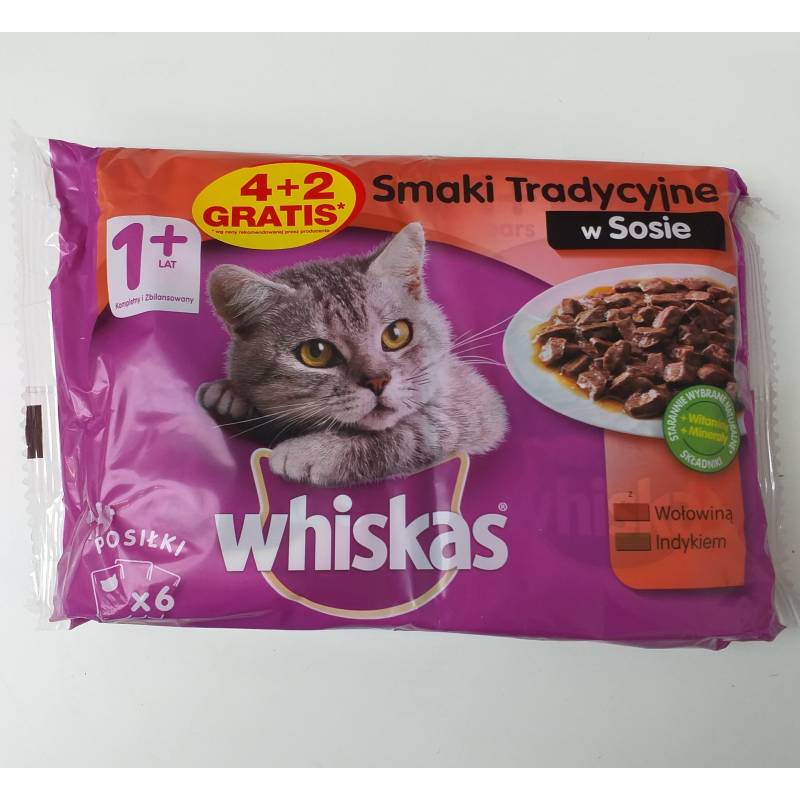 Whiskas Adult Smaki Tradycyjne W Sosie 4X100G + 2X100 Gratis