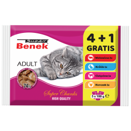 Super Benek Mix Smaków Super Premium - Adult 4+1 Gratis (5X100G)